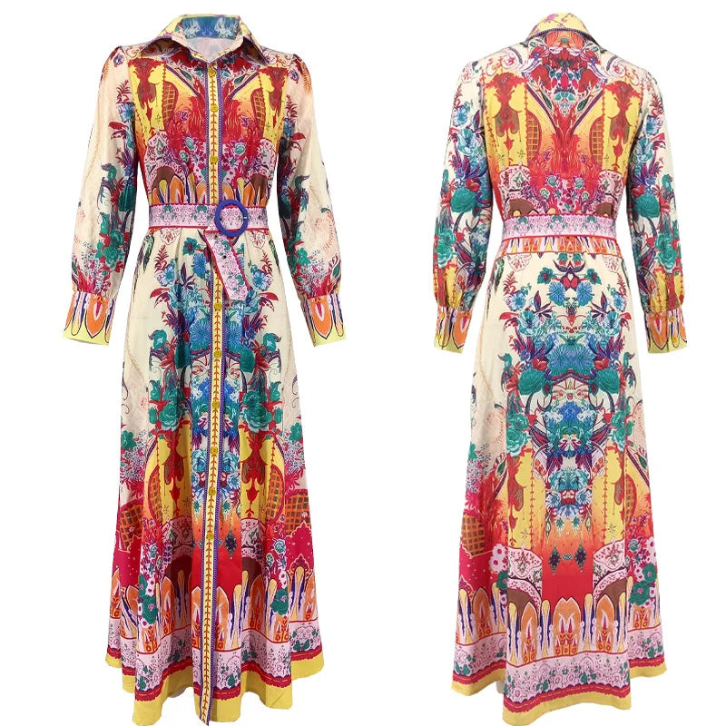 Casual Printed Loose Fit Maxi Dress