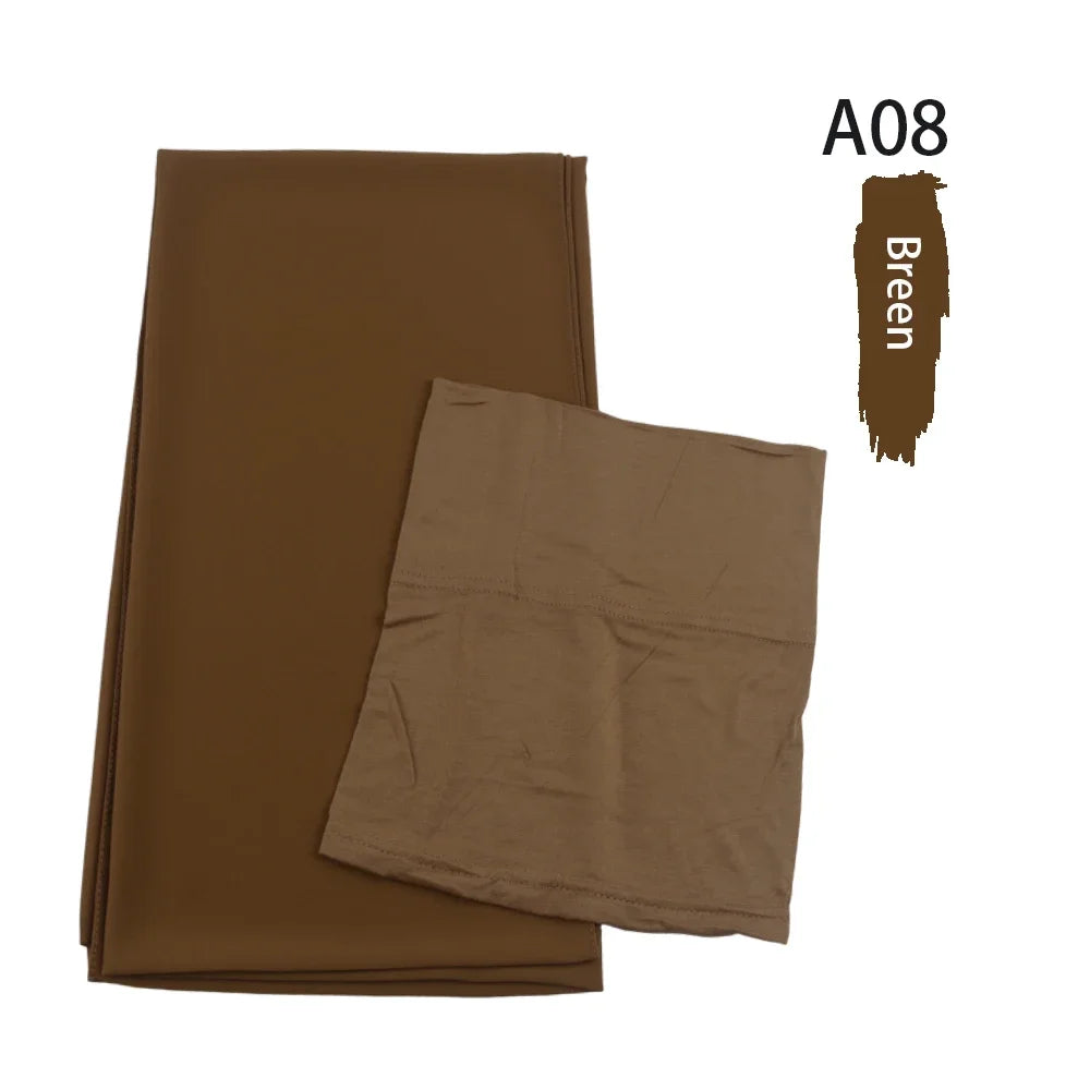 Chiffon Hijabs With Matching Inner Caps Sets Jersey Caps