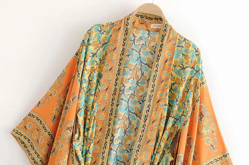 2026 Boho Printed Kimono Cardigan
