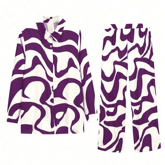 Plus Size Abstract Print Set