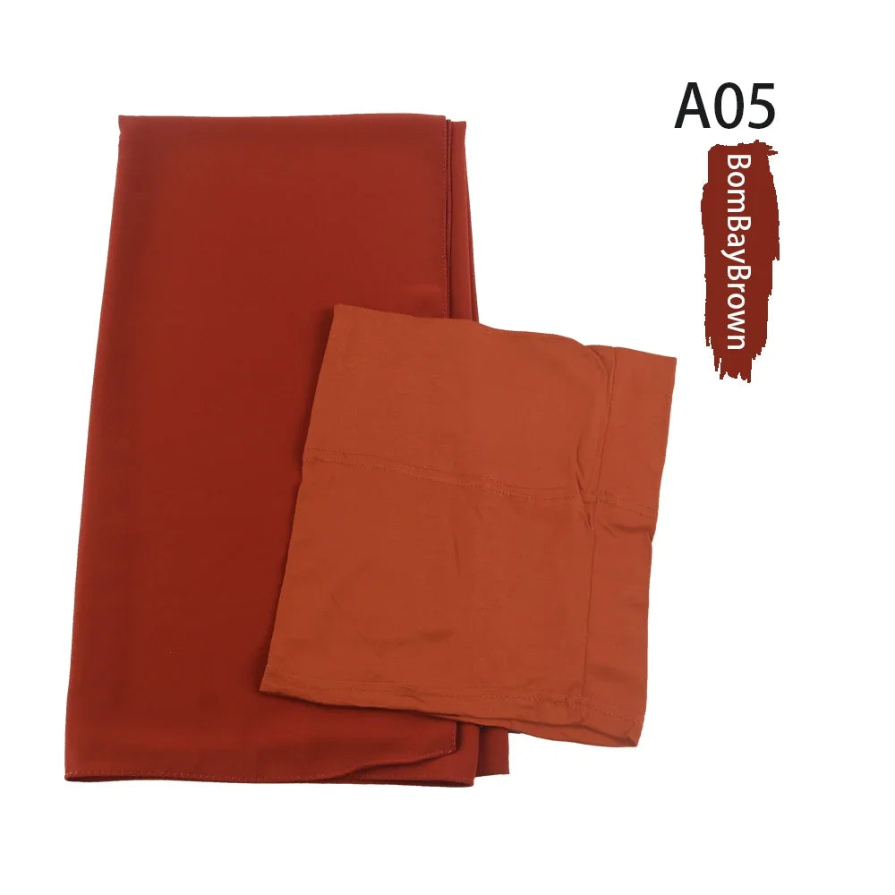 Chiffon Hijabs With Matching Inner Caps Sets Jersey Caps
