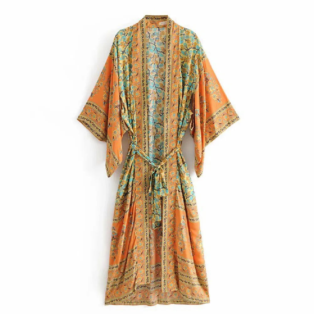 2026 Boho Printed Kimono Cardigan
