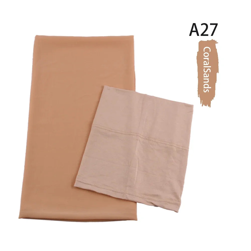 Chiffon Hijabs With Matching Inner Caps Sets Jersey Caps