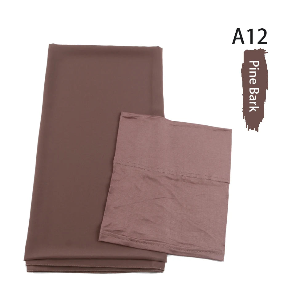 Chiffon Hijabs With Matching Inner Caps Sets Jersey Caps