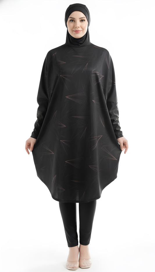 Modest Burkini Swimsuit with Batwing Design