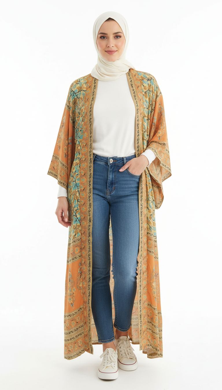 2026 Boho Printed Kimono Cardigan