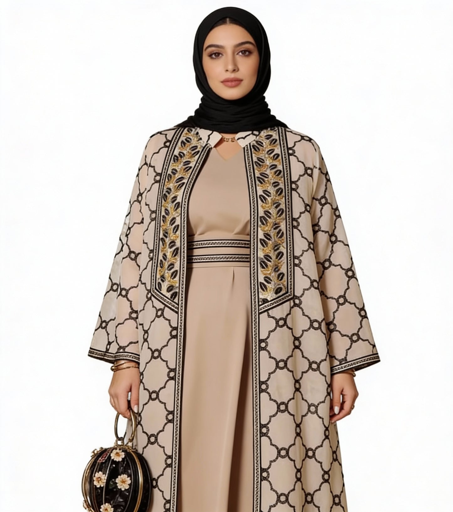 Embroidered Cardigan & Long Robe Style Kaftan