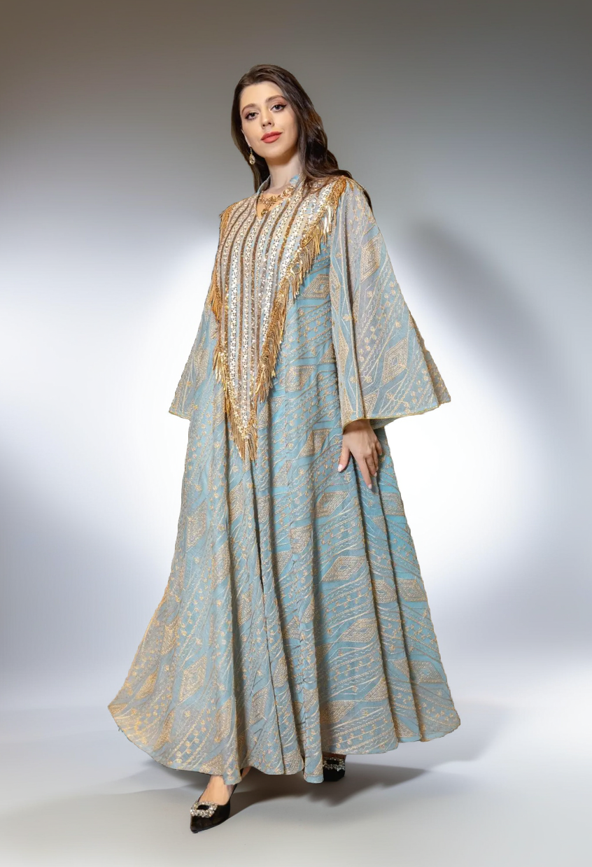 Gold Embroidery and Textured Patterns for Formal Gatherings