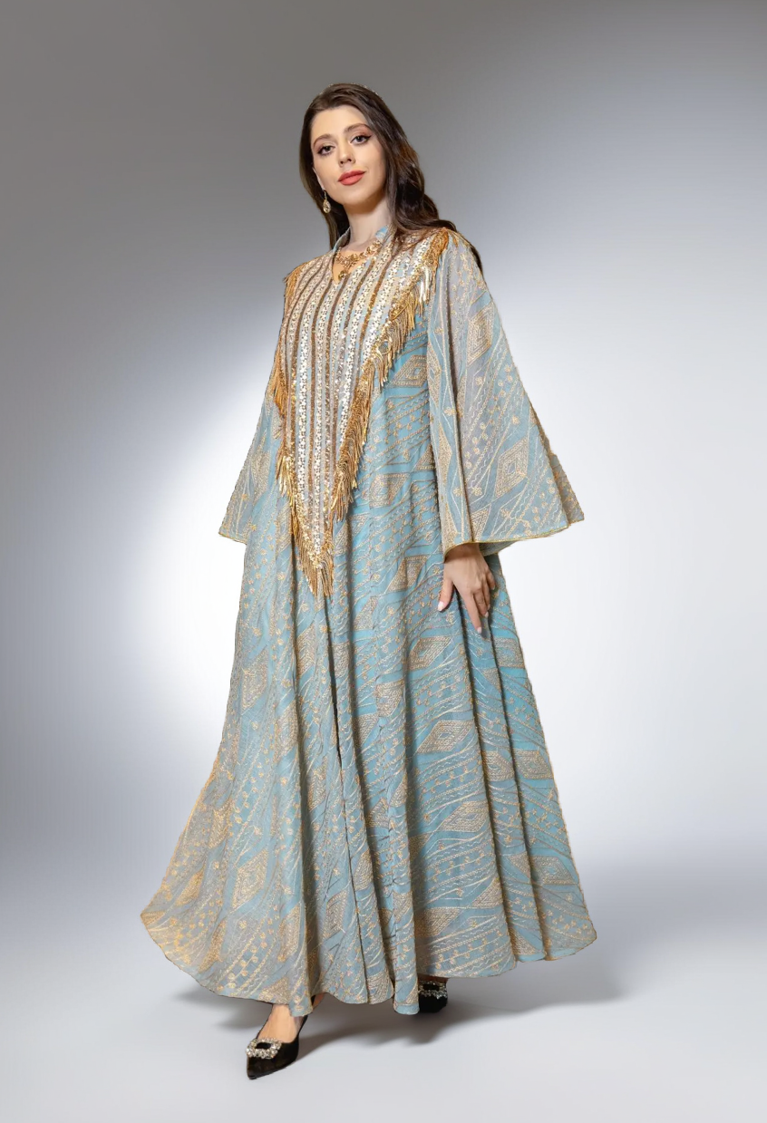 Gold Embroidery and Textured Patterns for Formal Gatherings