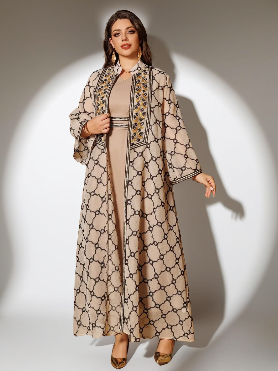 Embroidered Cardigan & Long Robe Style Kaftan