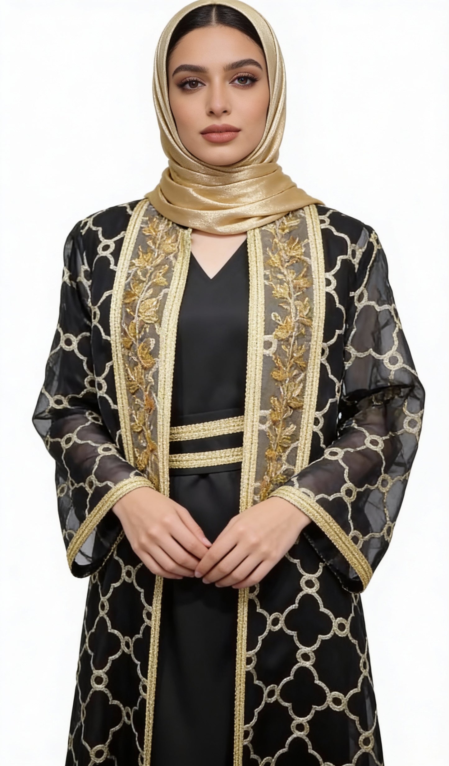 Embroidered Cardigan & Long Robe Style Kaftan