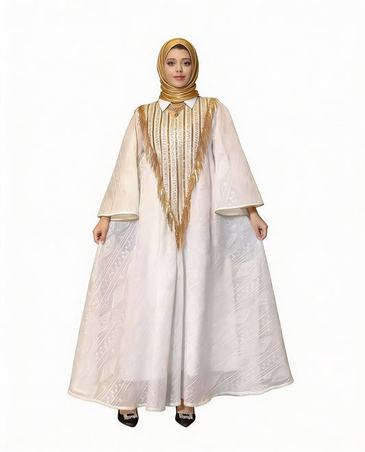 Gold Embroidery and Textured Patterns for Formal Gatherings